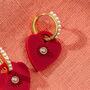 18k Gold Plated Starburst Heart And Pearl Huggie Earrings With Ivory Opal, thumbnail 3 of 7