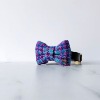 Sabini Purple Harris Tweed Dog Bow Tie, 5 of 7