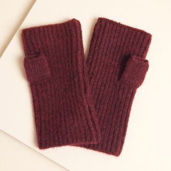 Personalised Initial Burgundy Knitted Hand Warmers, 3 of 3