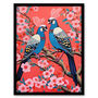 Cherry Blossom Chichi Birds Pink Blue Wall Art Print, thumbnail 5 of 6