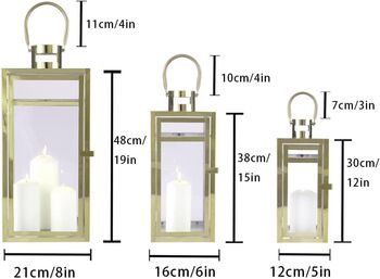 Set Of Three Candle Holder Glass Lantern Decorative, 5 of 12