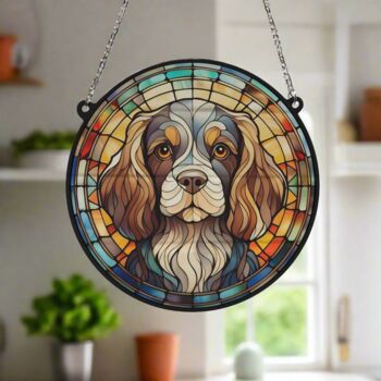 Cavalier King Charles Spaniel Stained Glass Effect Suncatcher, 4 of 6