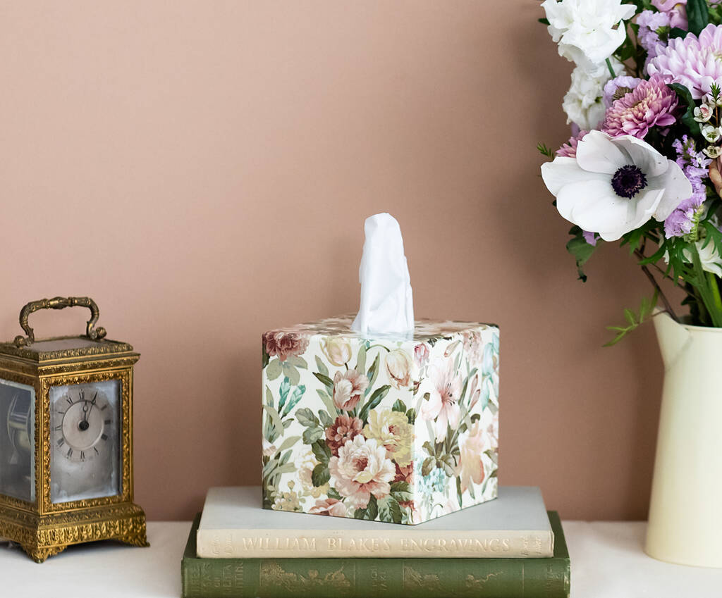 Wooden Vintage Floral Tissue Box Cover, 1 of 4