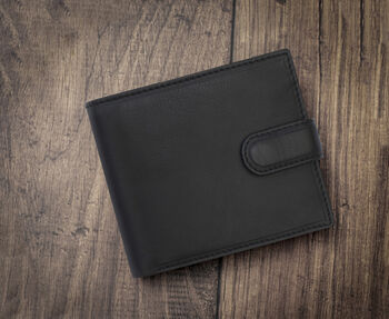 Personalised Mens Black And Brown Leather Wallet Rfid, 4 of 8