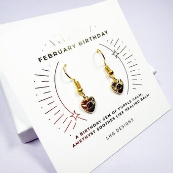 February Birthstone Heart Drop Earrings Gift, 4 of 6