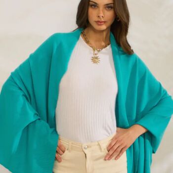 Turquoise Blue 100% Cashmere Travel Wrap Pashmina Shawl Gift Boxed, 3 of 8
