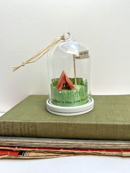 Personalised Camping Glass Dome With Tent And Flag, 7 of 9