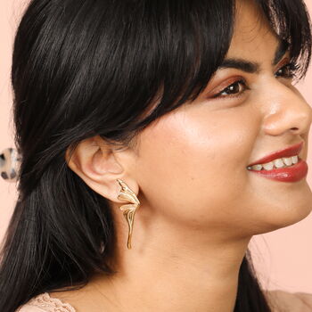 Stainless Steel Angel Wing Drop Earrings In Gold Plating, 3 of 3