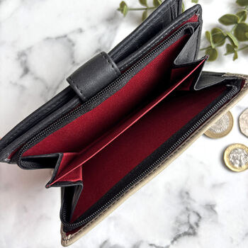 Women's Black And Cream Leather Purse, 2 of 3