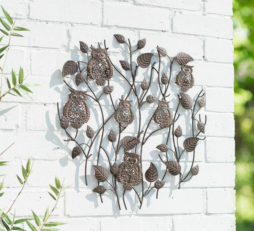perching owls wall art by garden leisure