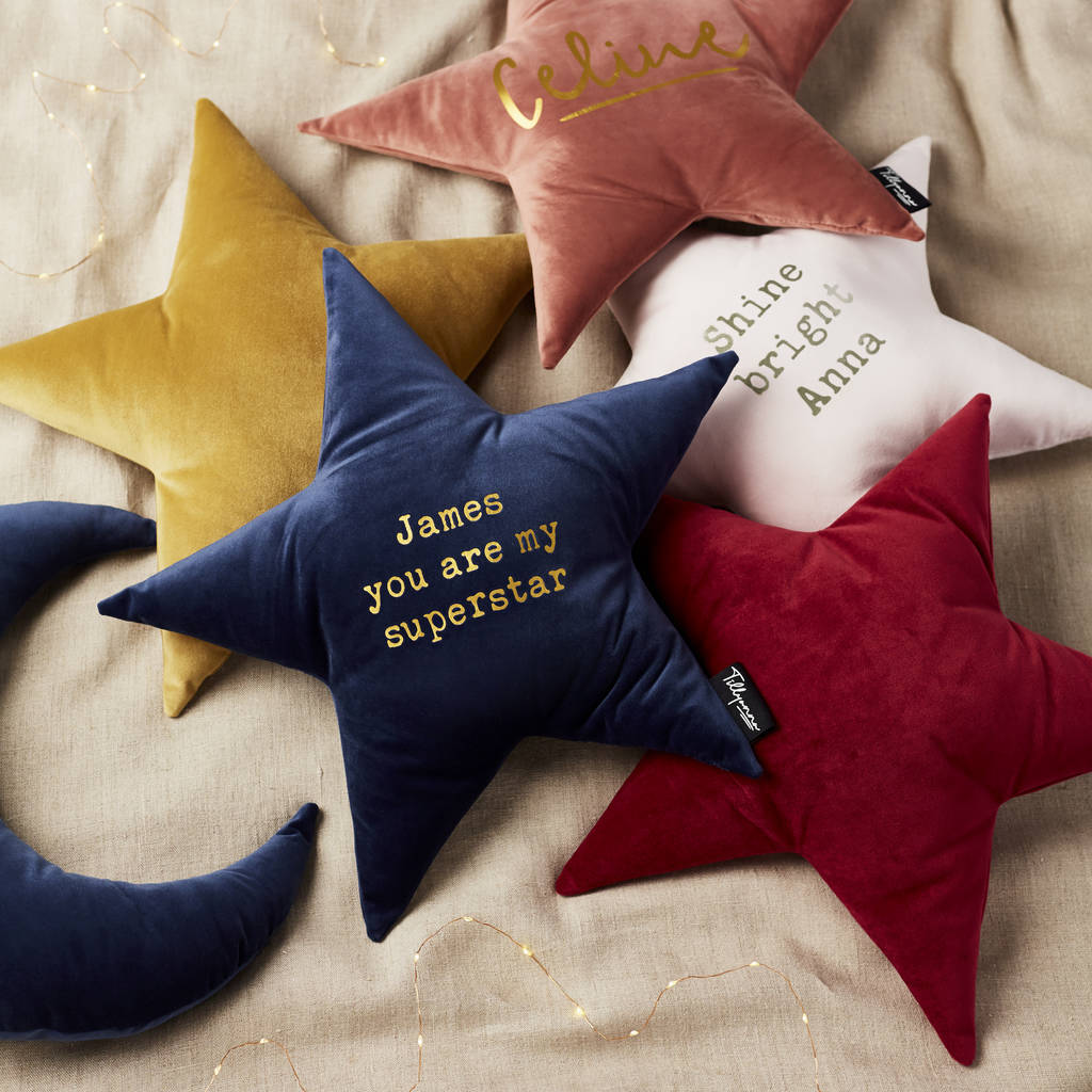 Personalised Velvet Quote Star Cushion By Head in the hood