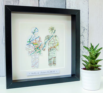 Personalised Couple Map Picture / Wedding Gift, 6 of 12