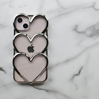 Three Hearts Textured 3D Phone Case, 3 of 5