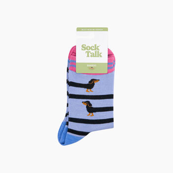 Winding Sausage Dog Bamboo Socks In Blue, 4 of 4