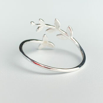 Sterling Silver Branch And Leaf Adjustable Ring, 2 of 5