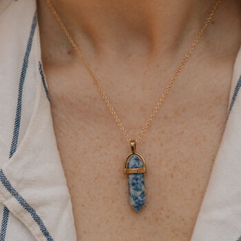 Blue Vein Stone Crystal Pendant Necklace, 3 of 5