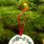 Mummy Daddy And Bump Personalised Christmas Decoration Mistletoe Bauble, thumbnail 3 of 4