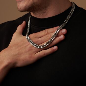 Personalised Silver Stainless Steel Flat Curb Necklace, Cuban Chains, 6 of 10