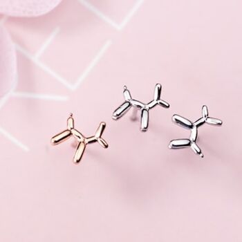 Sterling Silver Balloon Dog Stud Earrings, 3 of 4