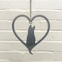 Dog Pointed Ears Silhouette Steel Heart, thumbnail 2 of 4