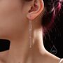 Sterling Silver Cz Bezel Cascade Drop U Threader Earrings, thumbnail 7 of 11
