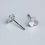 Sterling Silver Three Leaf Clover Stud Earrings, thumbnail 3 of 6