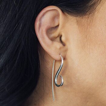 Gold Plated Silver Long S Hook Earrings, 5 of 8