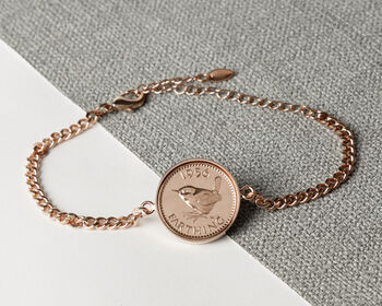 1956 70th Birthday Farthing Coin Chain Bracelet, 3 of 5