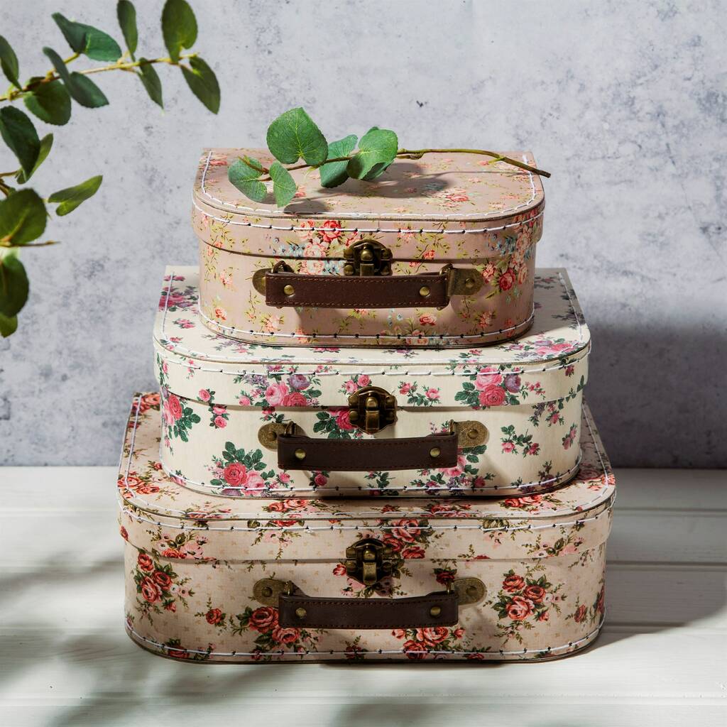 Vintage Rose Suitcase Set Of Three, 1 of 7