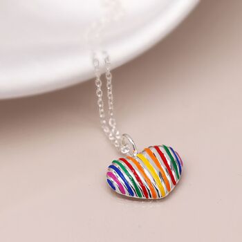 Sterling Silver Rainbow Heart Necklace, 5 of 12