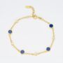 Hexagon Lapis Gemstone 18k Gold Plated Bracelet, thumbnail 2 of 3