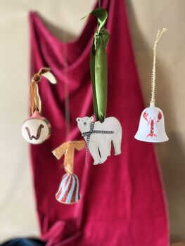 Blue And Red Striped Painted Bell Bauble, 8 of 11