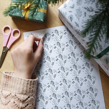 Festive Greenery White Wrapping Paper, 5 of 12
