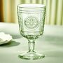 Green Floral Goblet Wine Glass, thumbnail 1 of 3