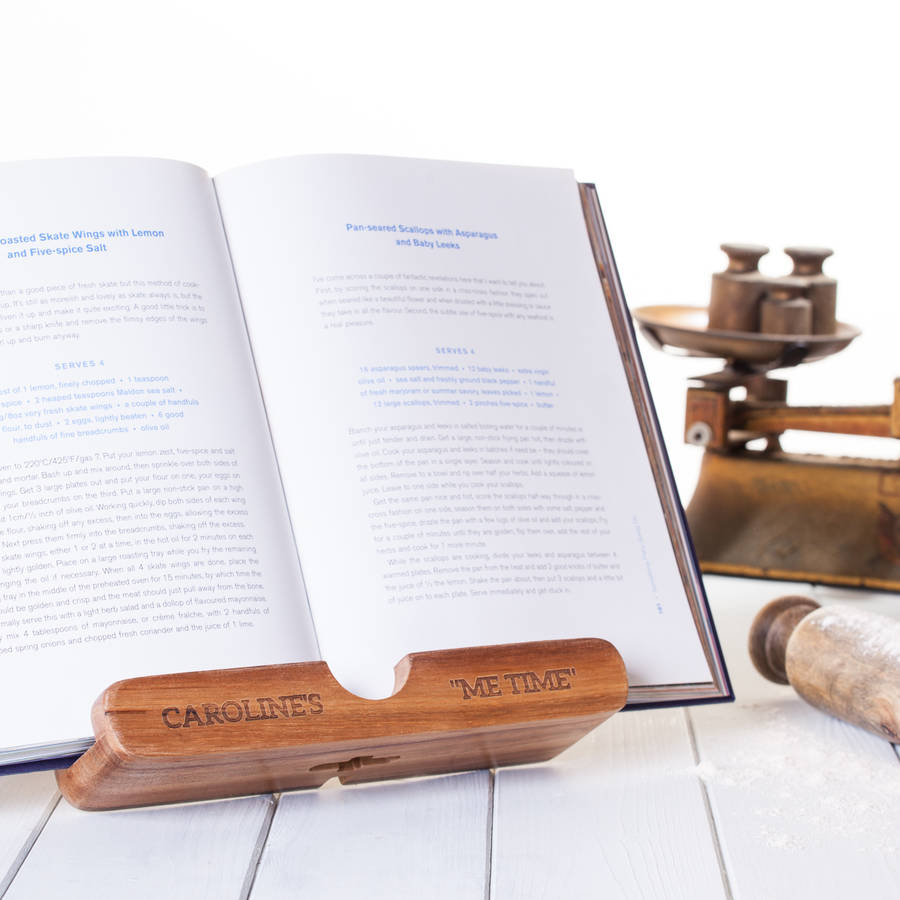 Personalised Cookbook And Wooden Tablet Stand By British and Bespoke