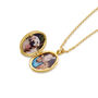 Little Oval Locket With Clear Crystal 18 K Gold Plate, thumbnail 3 of 8