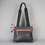 Black Leather Zip Tote Bag With Orange Zips, thumbnail 4 of 9