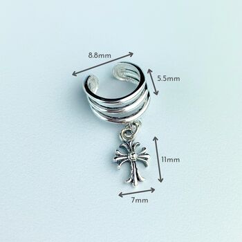 Sterling Silver Gothic Cross Ear Cuff, 3 of 6