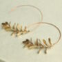 Botanical Leaf Gold Hoop Earrings, thumbnail 5 of 6