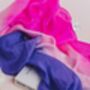 100% Mulberry Silk Scarf, Ombre Purple Blue Pink, thumbnail 3 of 7