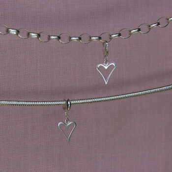Sterling Silver Open Heart Charm, 2 of 7