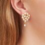 Pearl Cluster Teardrop Shaped Stud Earrings, 18 K Godl Vermeil, thumbnail 1 of 6