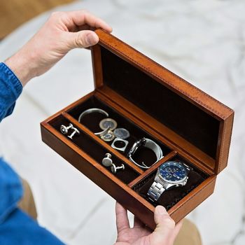 Personalised Leather Watch And Cufflink Box, 2 of 10