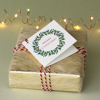 Christmas Gift Tags With Holly And Ivy Wreath, 3 of 4