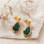 Emerald Teardrop Drop Earring With Gold Plated Stud, thumbnail 7 of 12