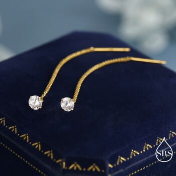 Minimalist Cz Threader Earrings In Sterling Silver, 6 of 11