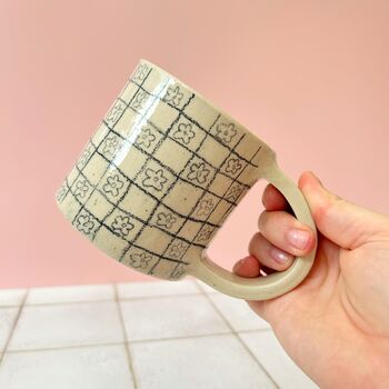 Ceramic Mug With Geometric Pencil Drawing, 3 of 5