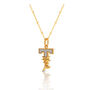 Gold Plated T Initial Necklace With Mother Of Pearl, thumbnail 2 of 6