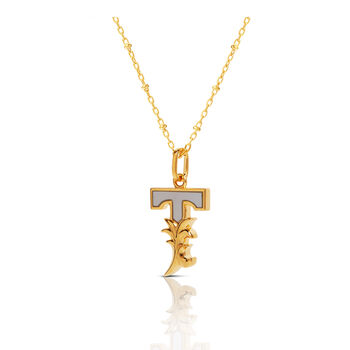 Gold Plated T Initial Necklace With Mother Of Pearl, 2 of 6