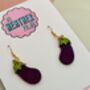 The Purple Aubergine Glitter Statement Earrings/ Vegetable Lover Gift / Novelty Food Jewellery / Colourful Accessories, thumbnail 5 of 5